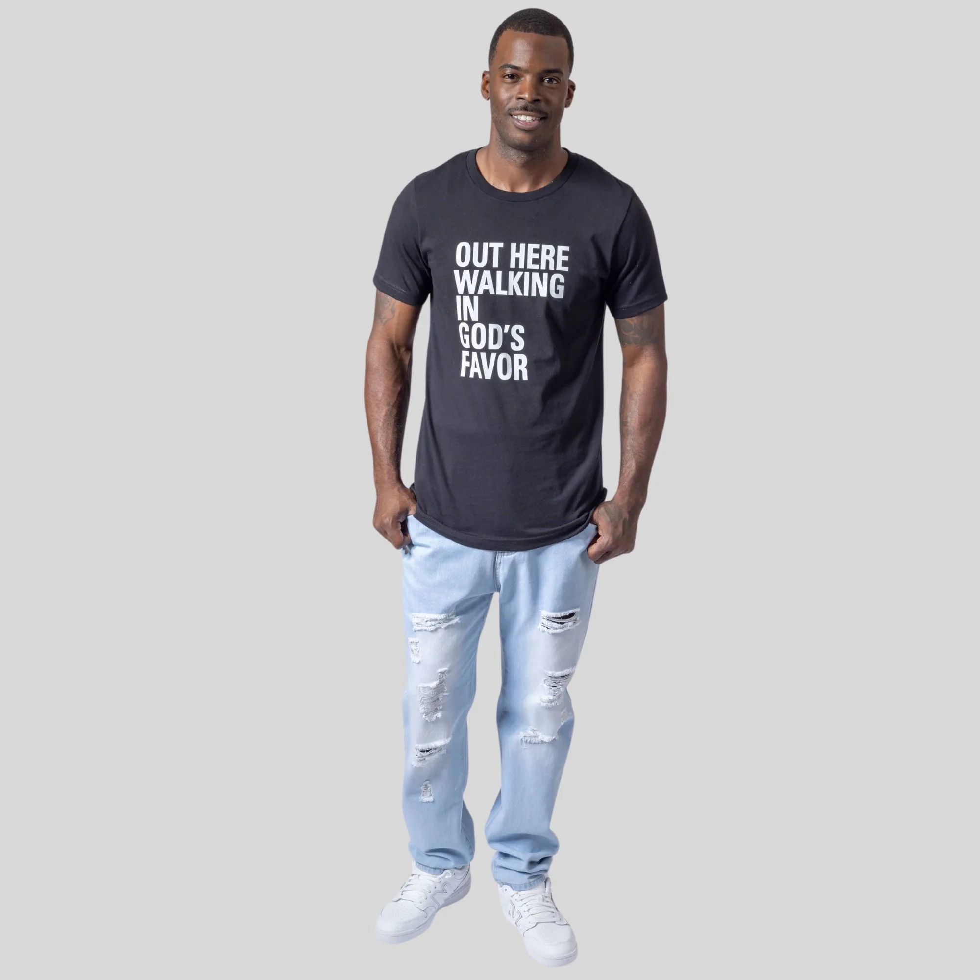 Walking In God's Favor Tee (Black) - Image 5