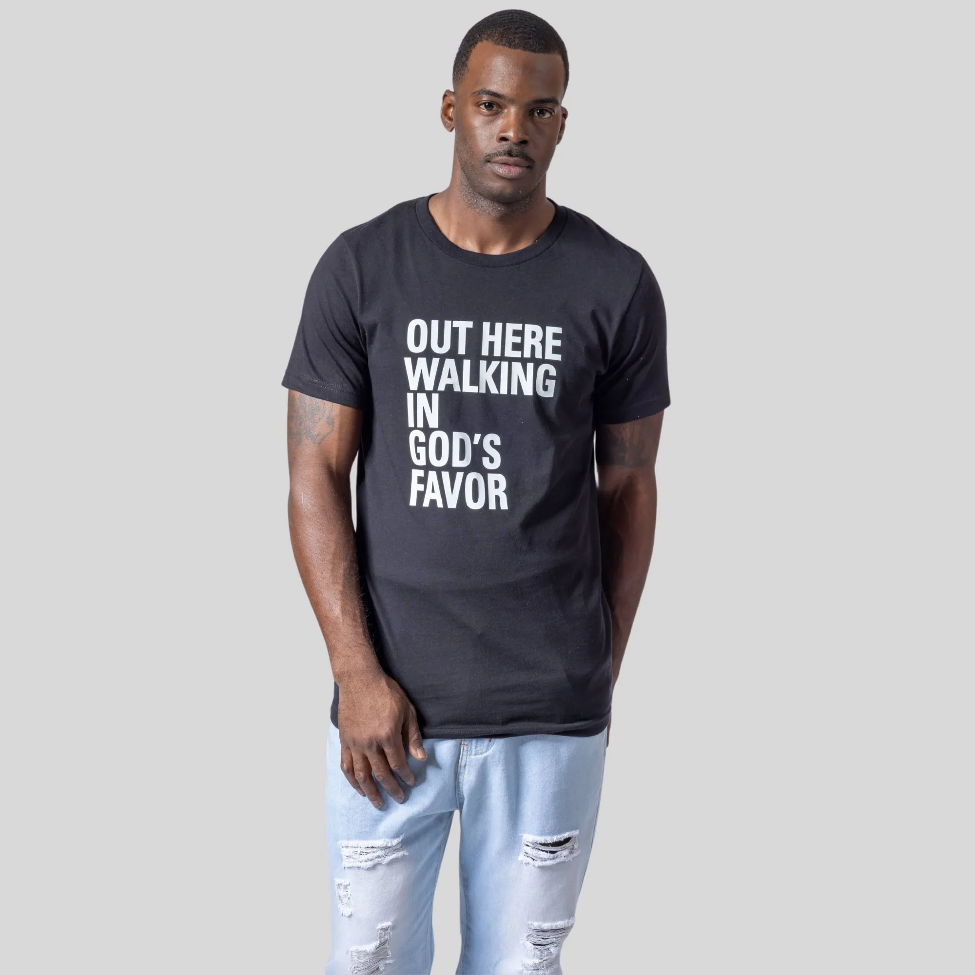 Walking In God's Favor Tee (Black) - Image 6